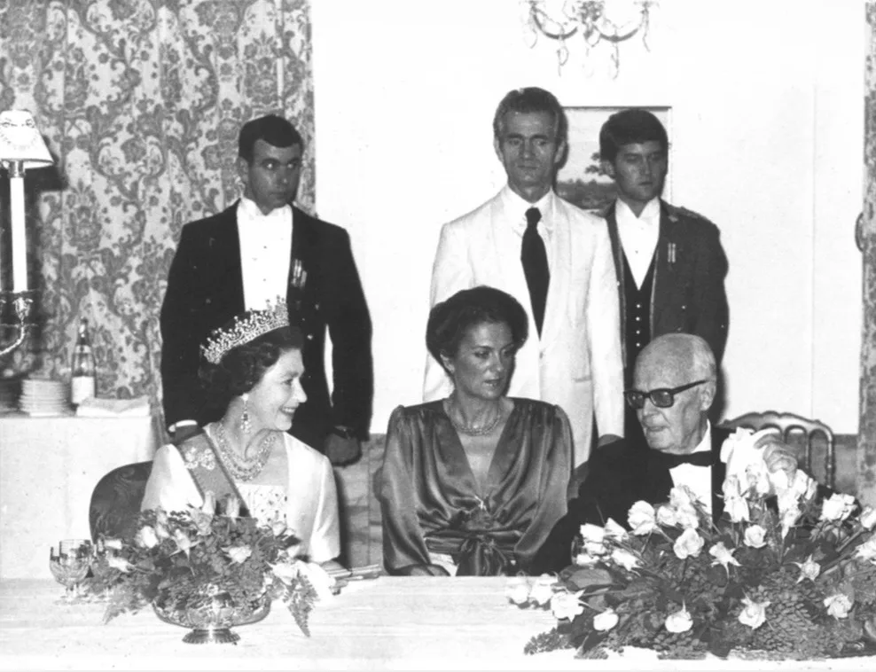 Pasquale Montineri al Quirinale nel 1980, durante il ricevimento per la Regina Elisabetta II