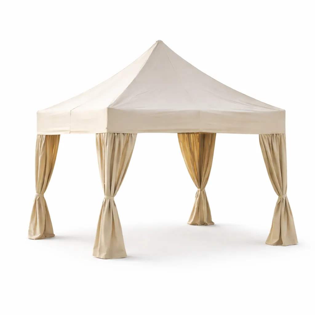 Gazebo in legno con tessuto beige - noleggio accessori da esterno Montineri