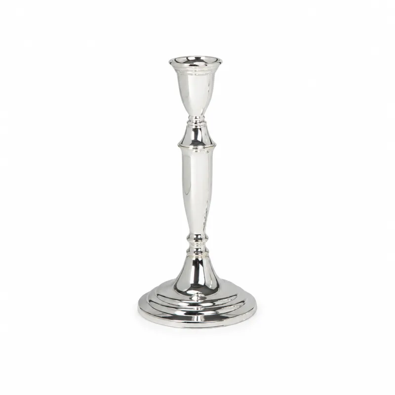 Candelabro monofiamma argentato lux - noleggio candelabri e bugie Montineri