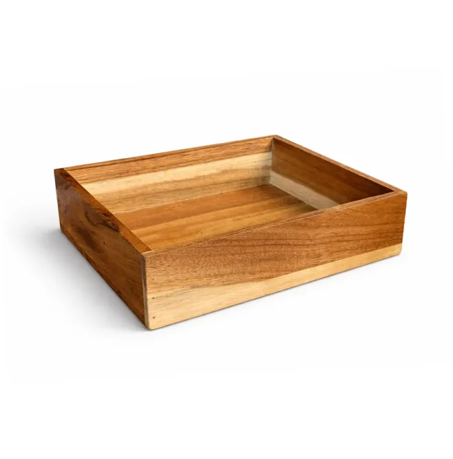 Cassetta in legno acacia - noleggio accessori da buffet Montineri