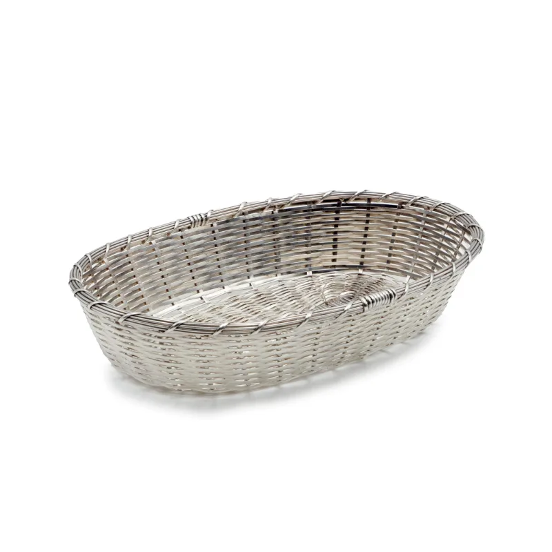 Cestino pane argento intrecciato - noleggio accessori da tavola Montineri