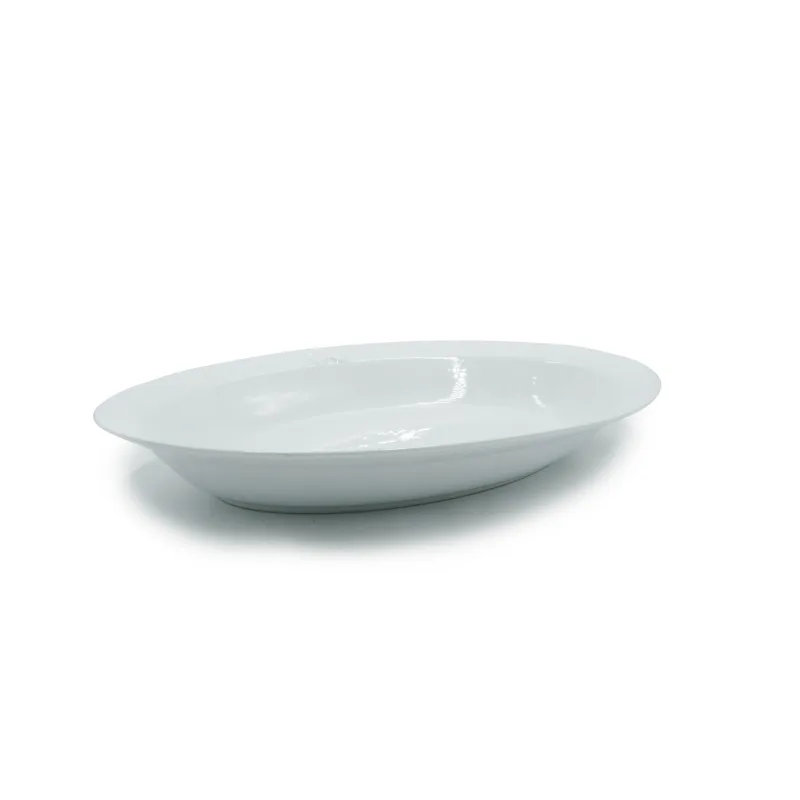 Piatto da portata ovale ceramica bianca barilla - noleggio accessori da buffet Montineri