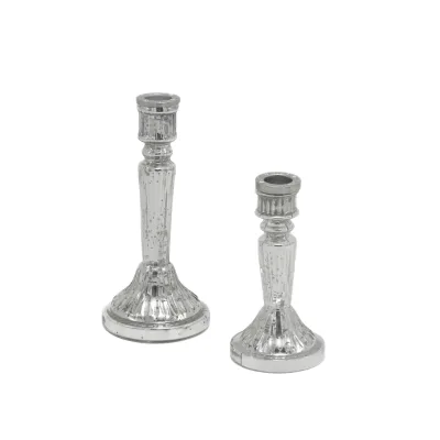 Candelabro monofiamma vetro argentato - noleggio candelabri e bugie Montineri